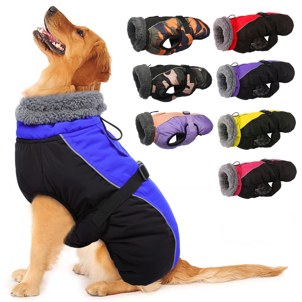 IECOii dog jacket with warm fleece keeps dogs cozy in cold weather