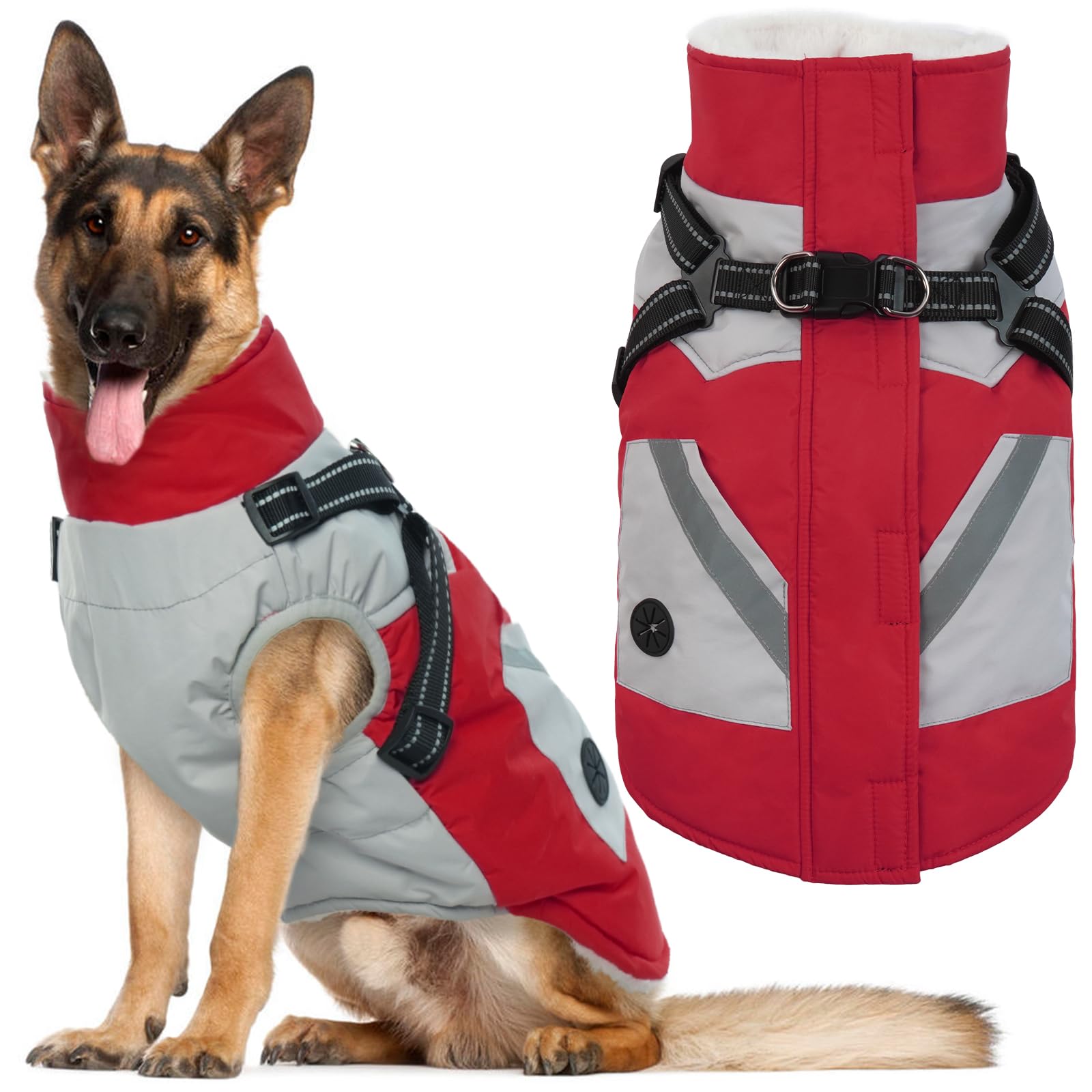 IECOii dog jacket XXXL front view with built-in harness for easy control during walks