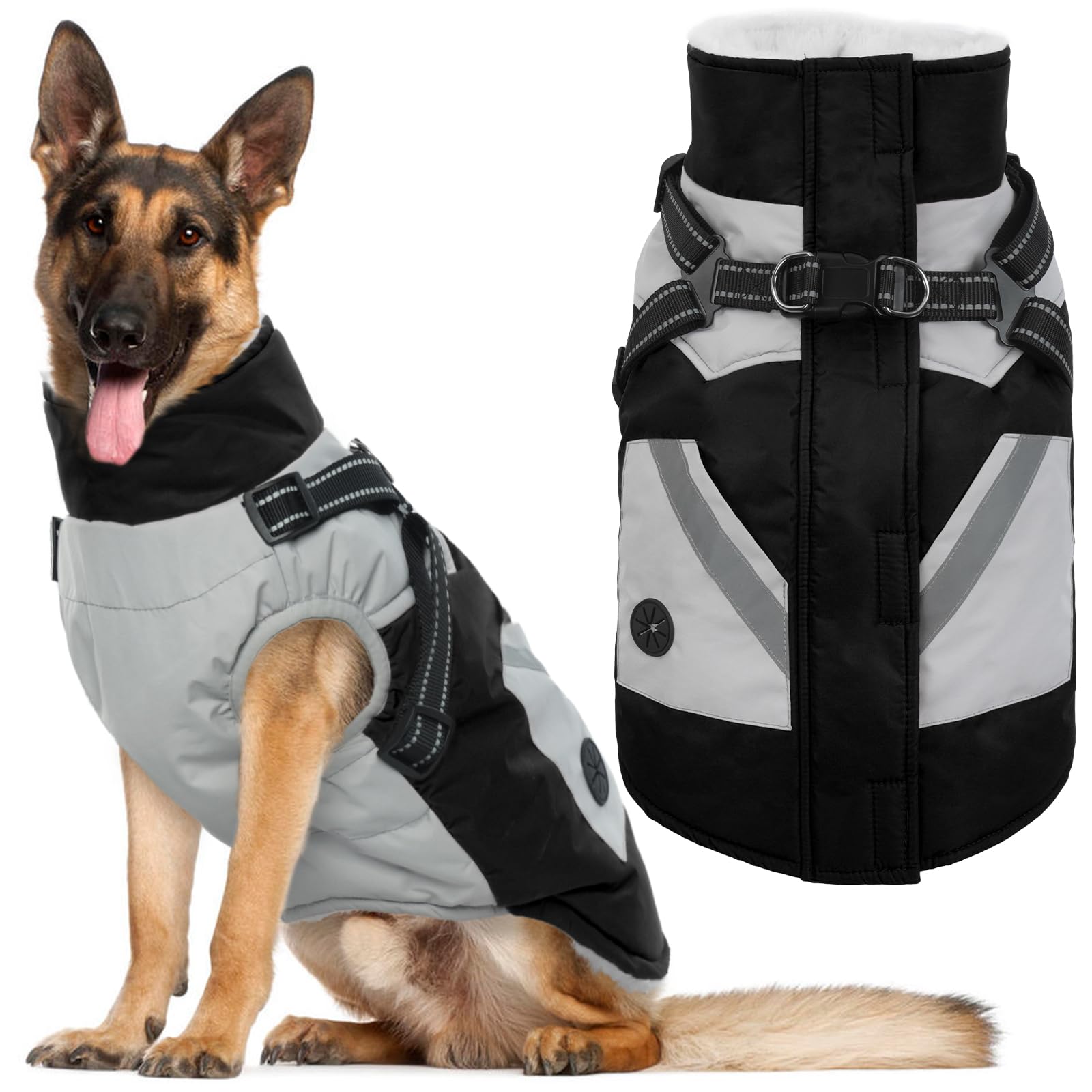 IECOii dog jacket back zipper harness for quick on/off during walks