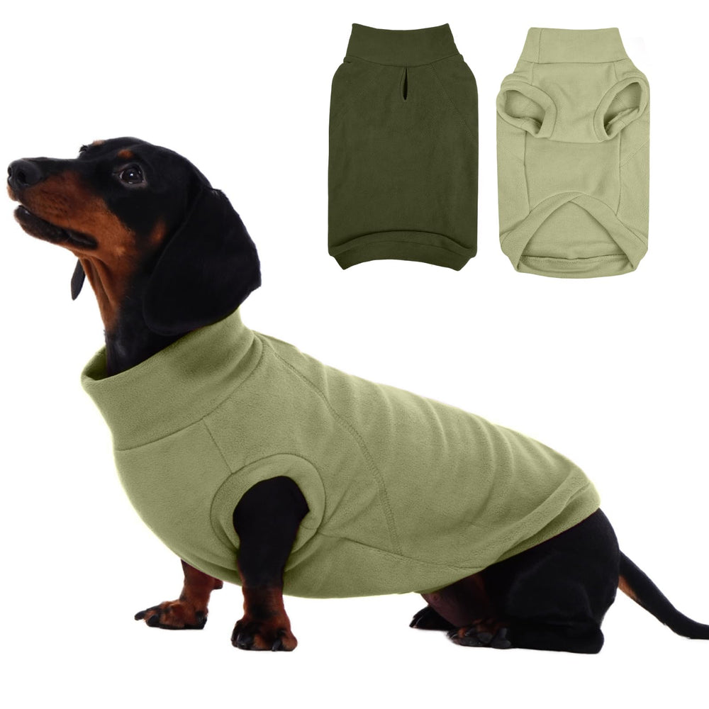 IECOii dog sweater 2-pack light-green and army-green front view for cozy outdoor walks