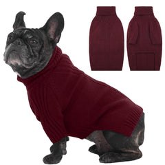 IECOii dog sweater burgundy front view shows warm knit for medium dogs