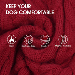 IECOii dog sweater dress close-up on turtleneck warm knit and snug fit.