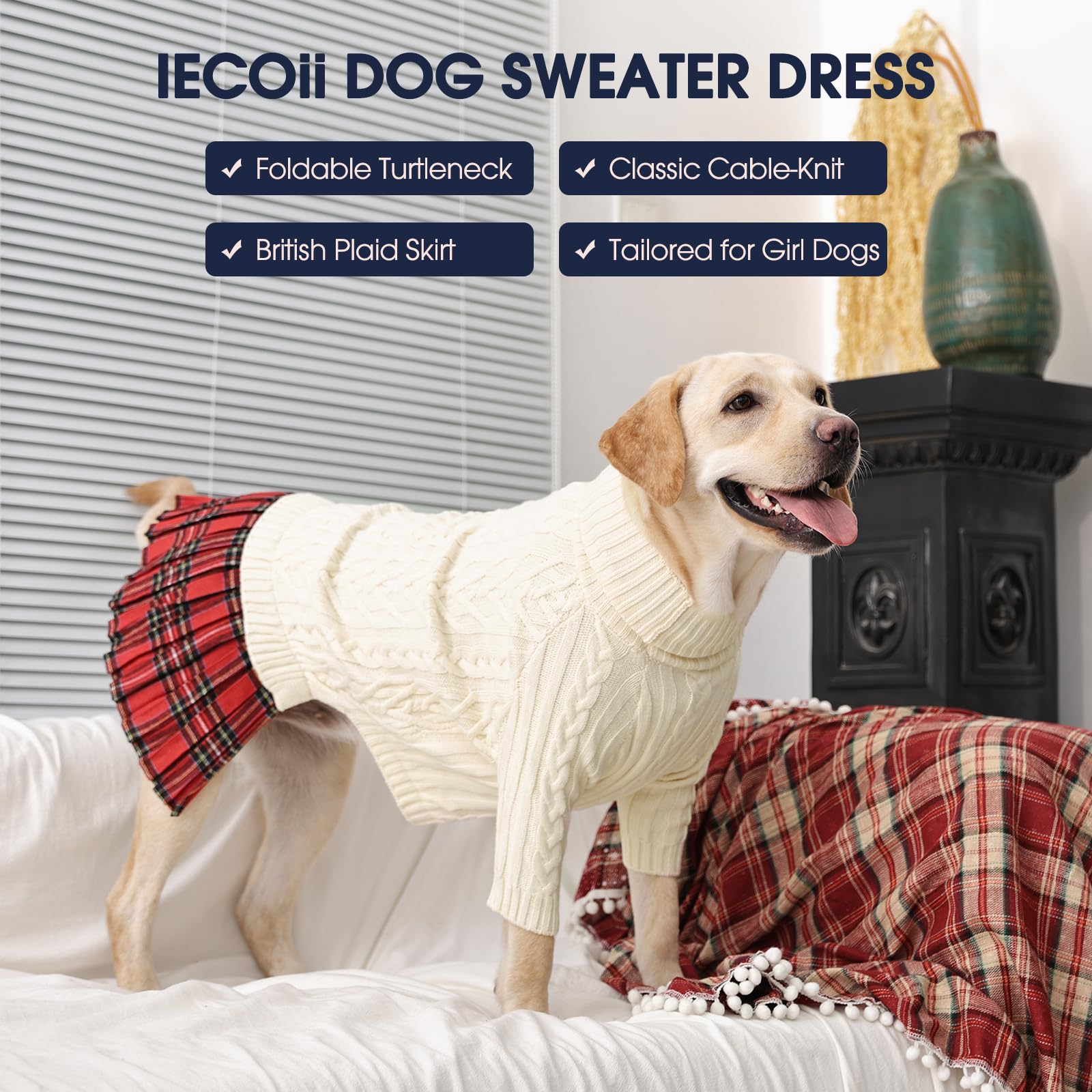 IECOii dog sweater dress machine washable keeps holiday outfits simple