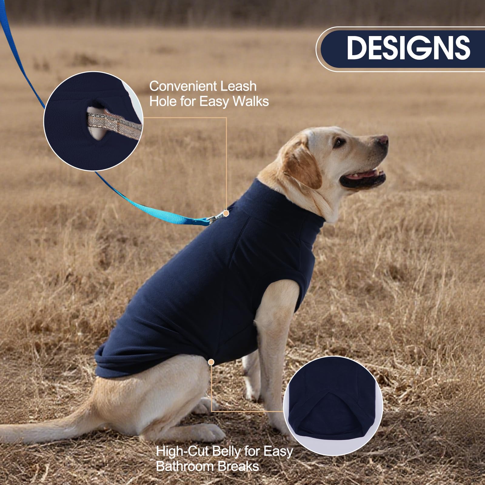 IECOii dog sweater high-cut belly design for convenient bathroom access