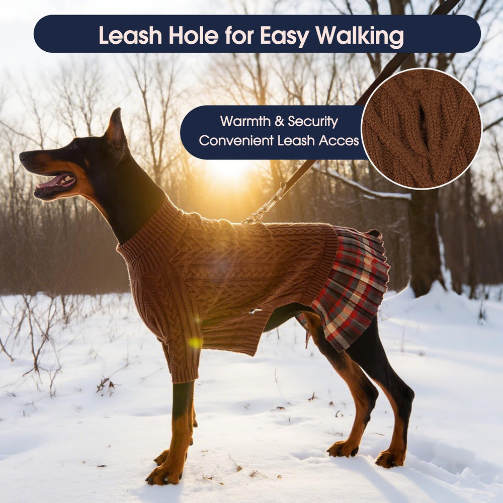 IECOii Dog Sweater back leash hole view for harness compatibility.