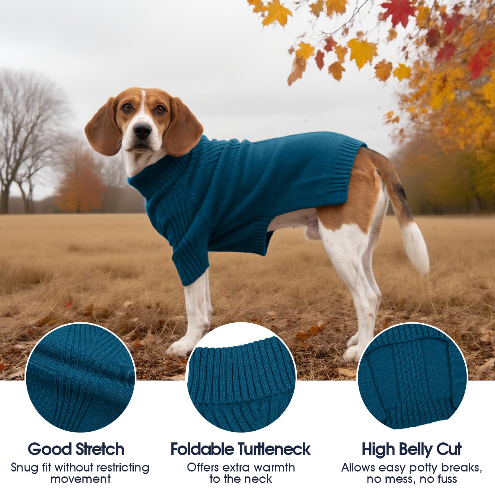 IECOii dog sweater pullover on dog demonstrates easy dressing