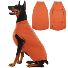 IECOii dog sweater orange front view showing warm protection for large dogs