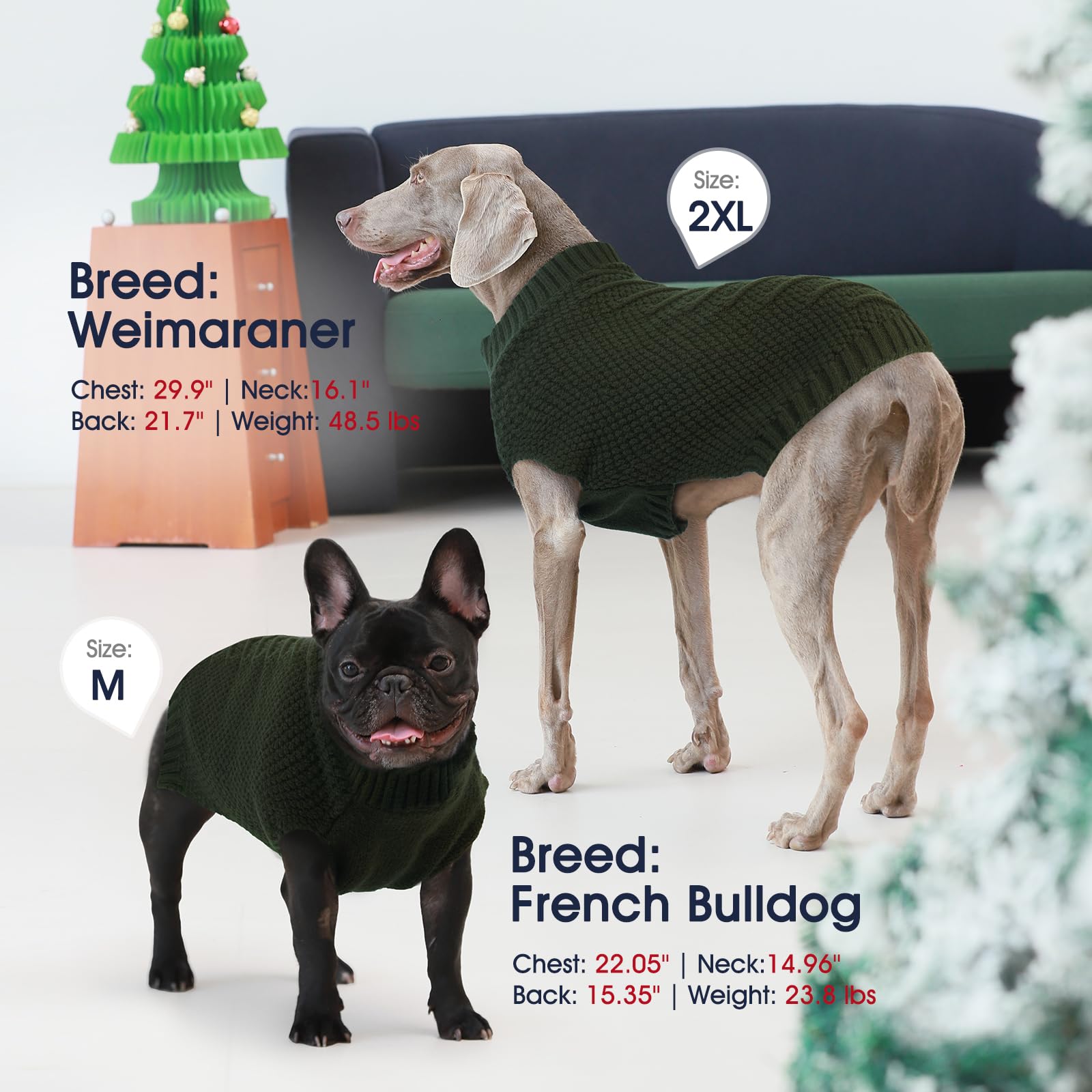 IECOii dog sweater size range from M to 5XL fits many breeds.