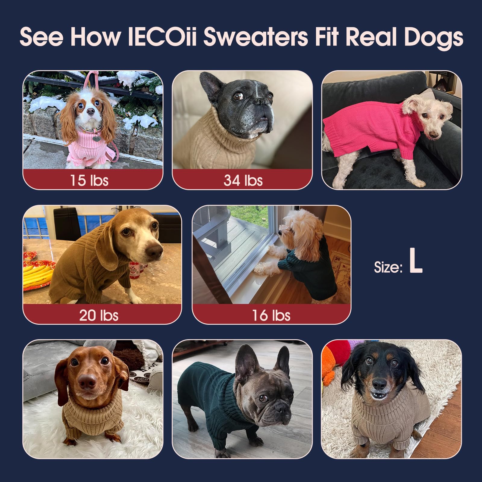 IECOii dog sweater sleeve detail demonstrating mobility and warmth