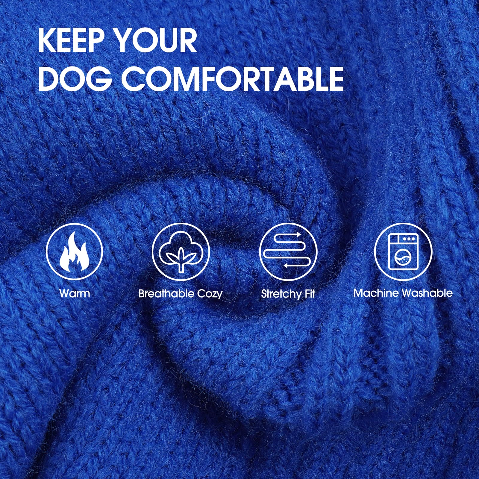 IECOii dog sweater with turtleneck design for neck and chest warmth