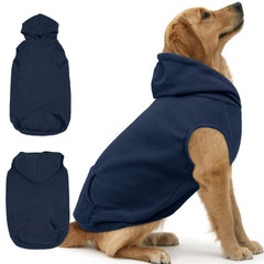 IECOii blue polar fleece dog sweatshirt back view for warm outdoor walks