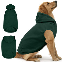 IECOii XXXL green hooded dog sweatshirt back view for large breeds, warm outdoor wear.