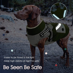 IECOii dog winter coat waterproof green medium windproof shell with reflective straps boosts visibility