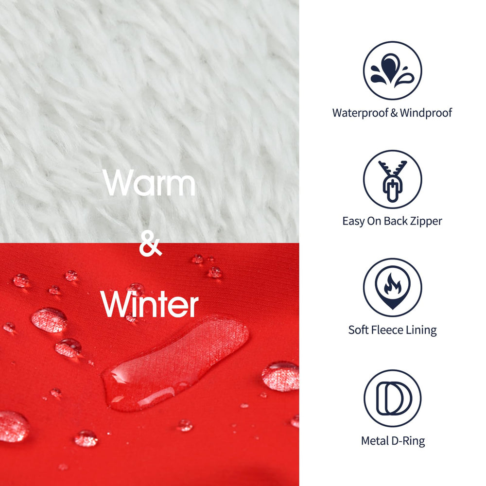 IECOii dog winter coat waterproof red medium side view showing adjustable fit