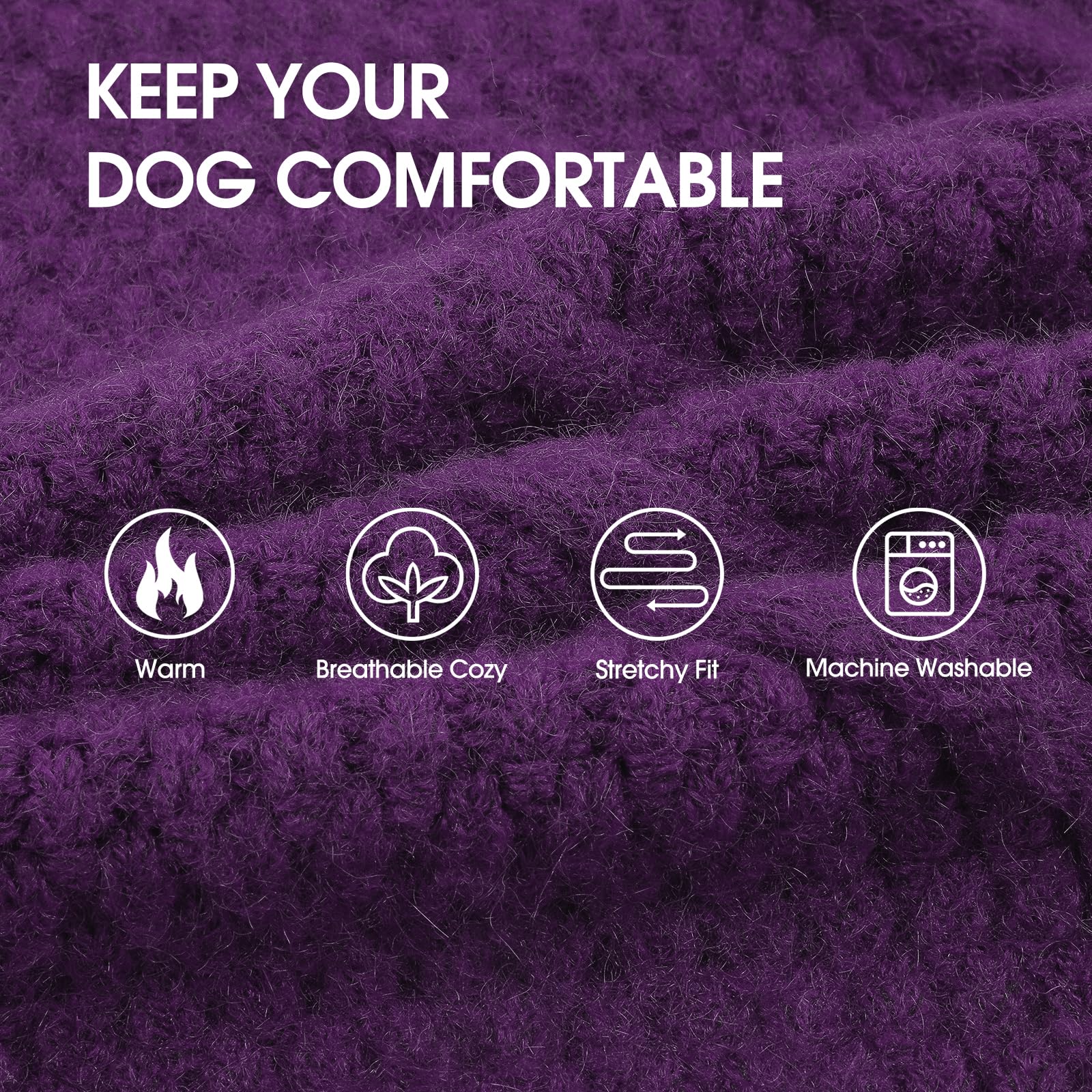 IECOii easy-pull-on dog sweater with stretchy neckline for quick dressing