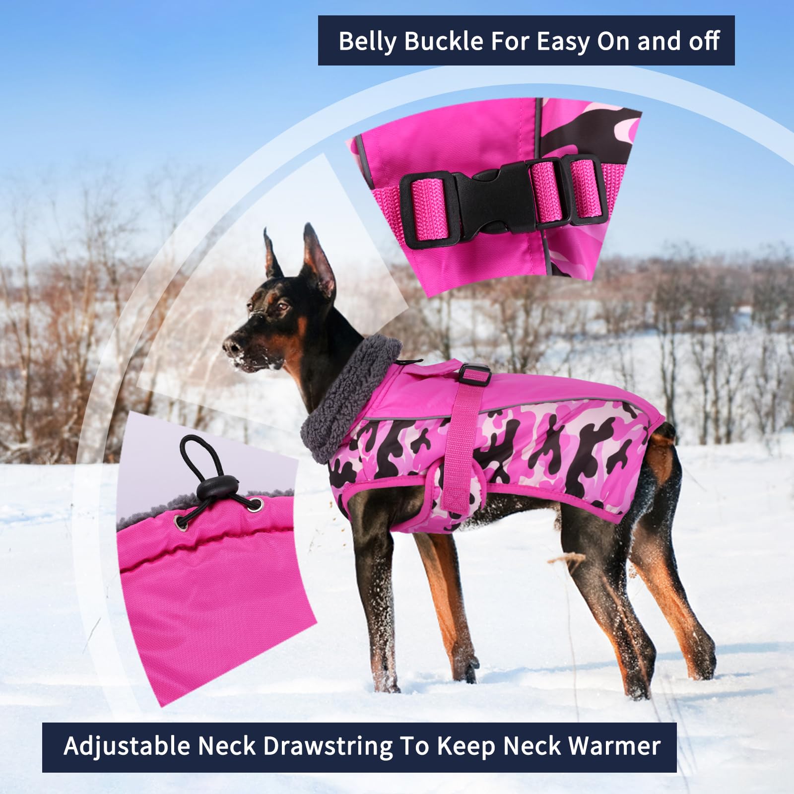 IECOii dog coat back view shows reflective strip for night visibility.