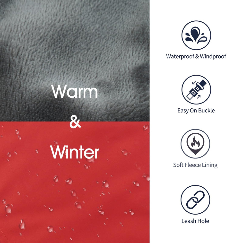 IECOii Extra Warm Dog Coat buckle strap and easy-on design