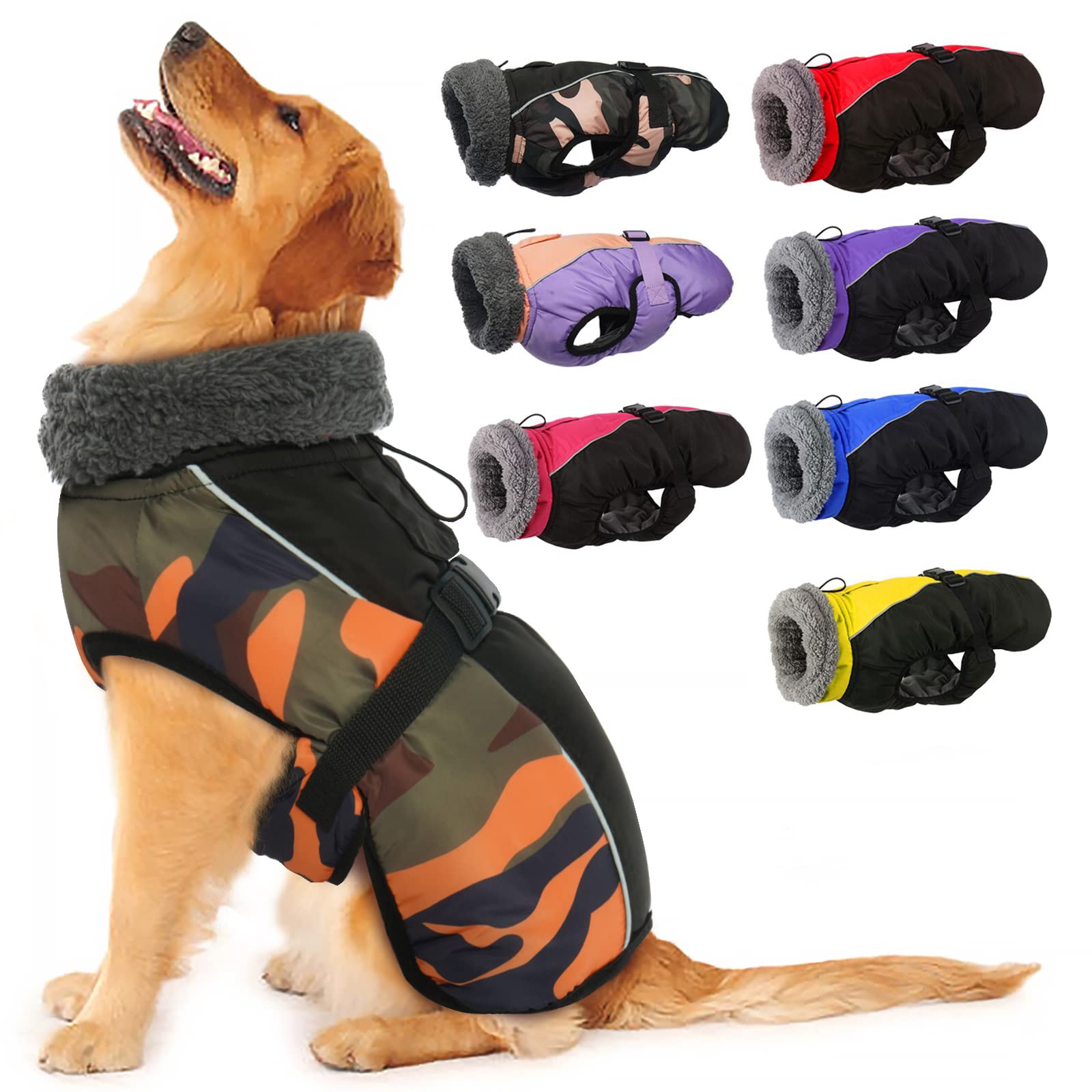 IECOii Extra Warm Dog Coat front view showing cozy fleece and snug fit for chilly walks