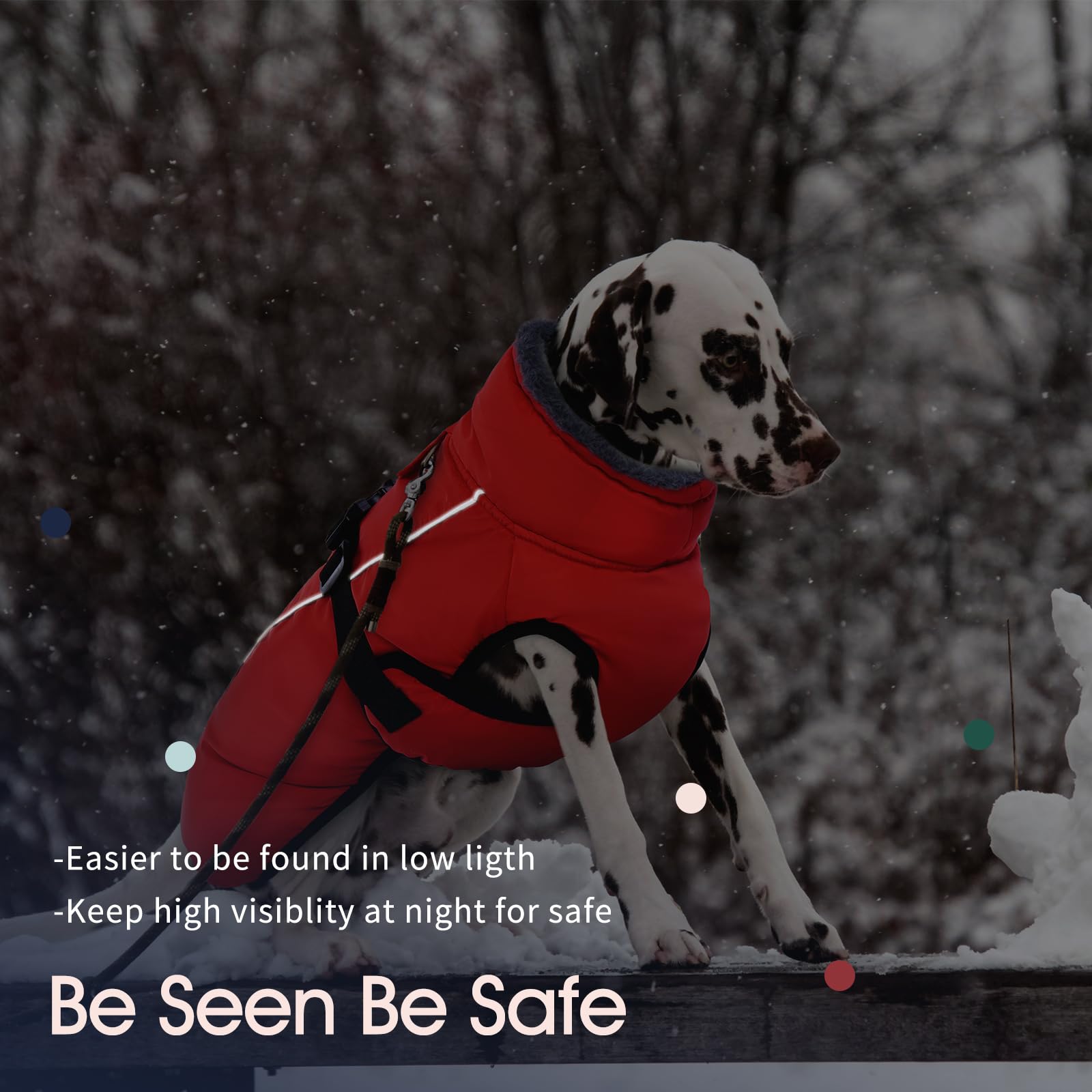 IECOii Extra Warm Dog Coat hidden leg straps keep coat secure during play