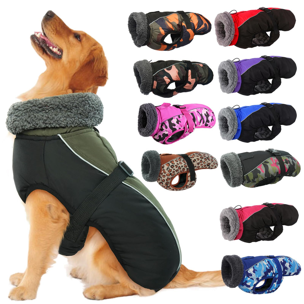 IECOii extra-warm dog jacket back view shows secure fit and reflective safety.