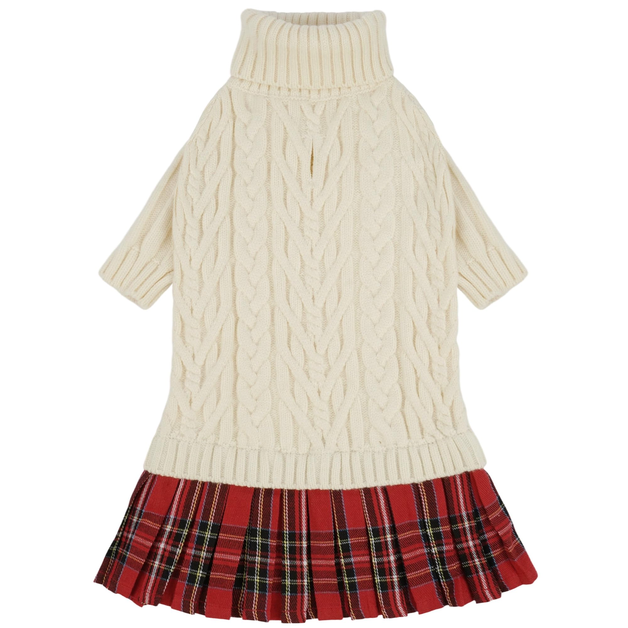 IECOii girl dog sweater dress front view enhances festive style and warmth