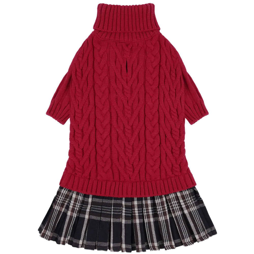 IECOii girl dog sweater dress in red turtleneck offers cozy warmth for small dogs