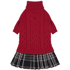 IECOii girl dog sweater dress in red turtleneck offers cozy warmth for small dogs