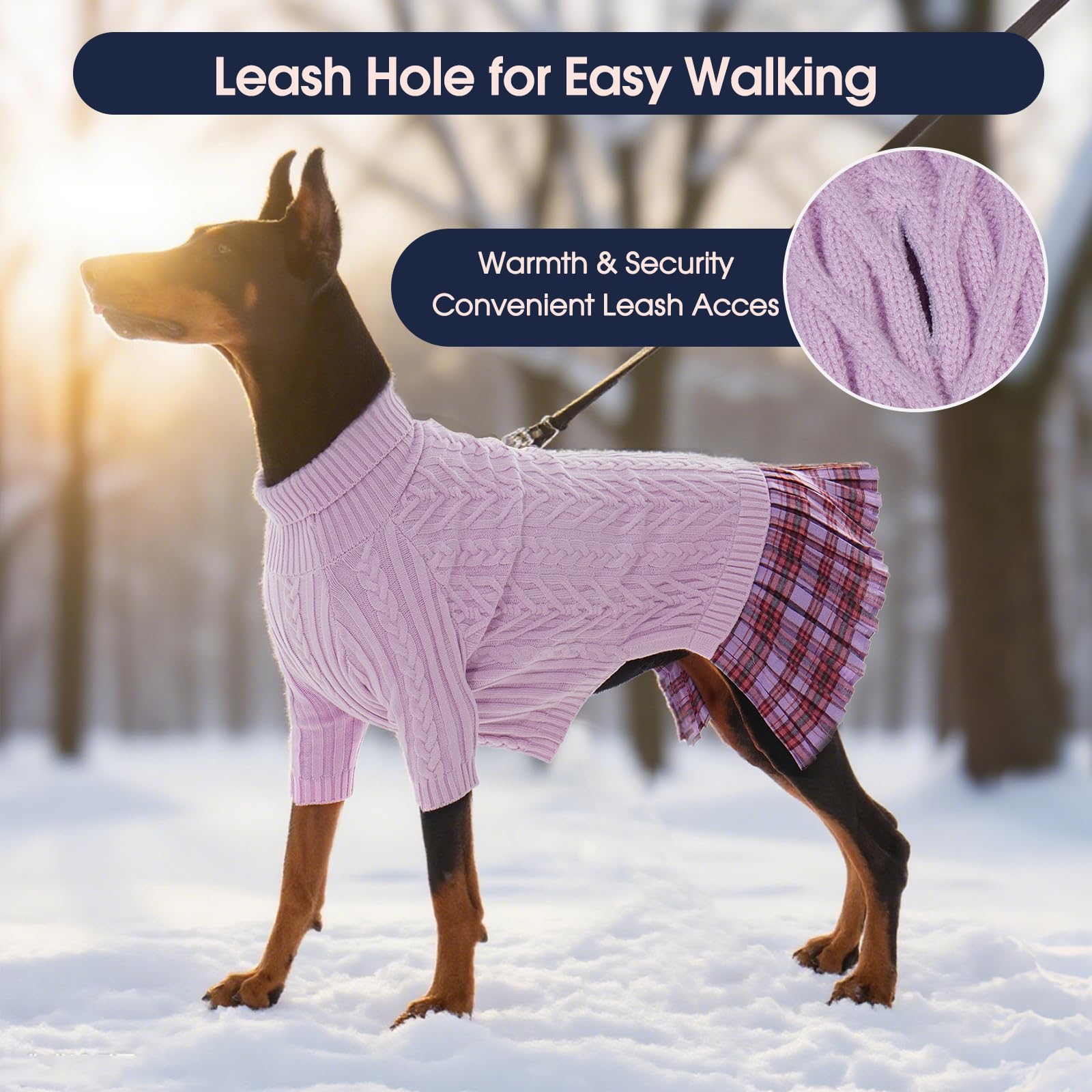 IECOii leash-hole detail enables harness use without removing sweater