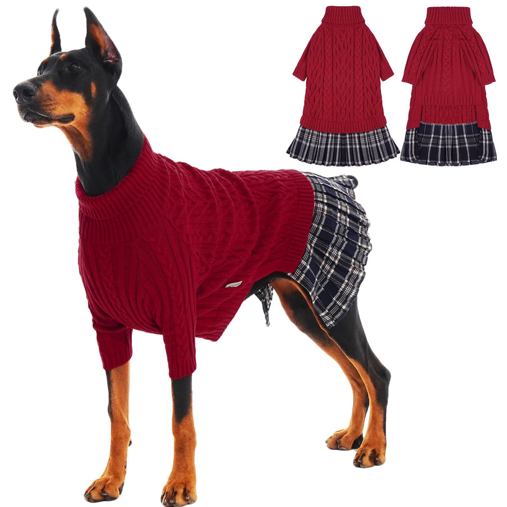 IECOii Girl XXL dog sweater dress front view shows warm knit and flexible fit for large dogs.
