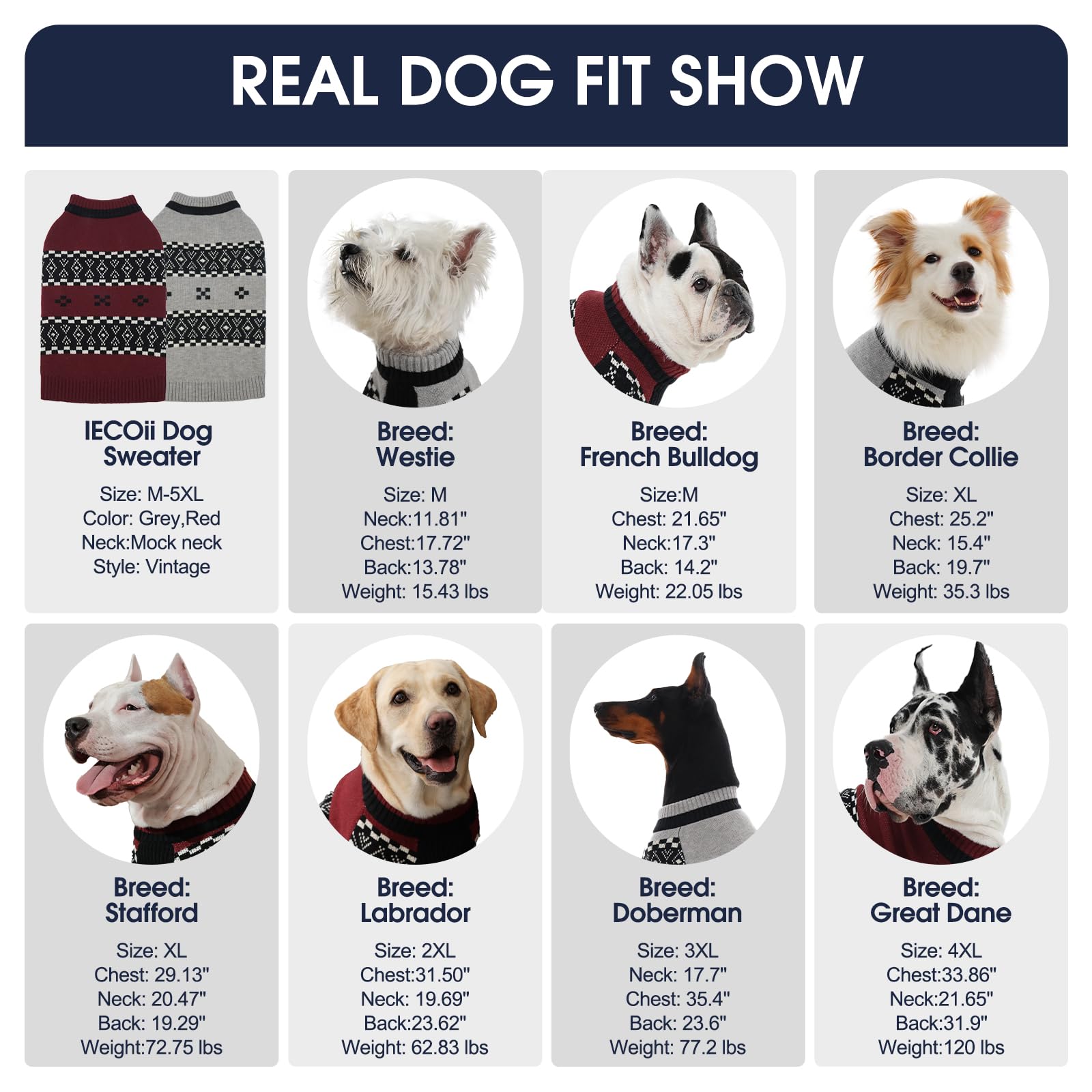 IECOii Great Dane Sweater belly-cut design eases potty breaks on walks.