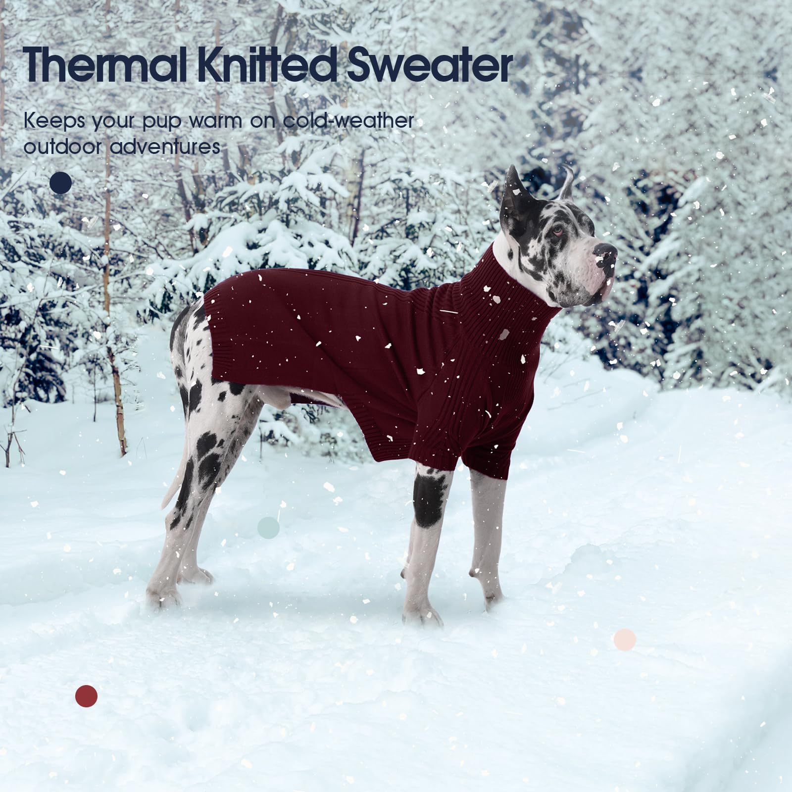 IECOii Great Dane Sweater chest size detail shows 41.3-inch chest fit option.