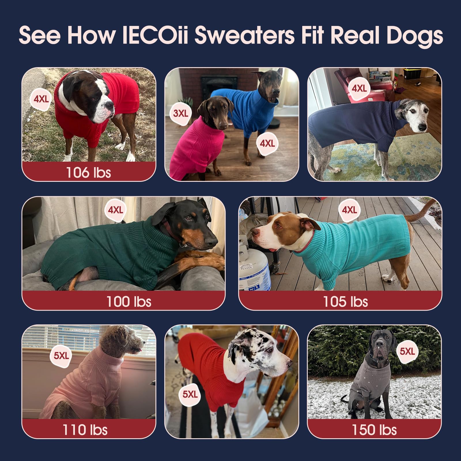 IECOii Great Dane Sweater knit texture close-up emphasizes soft acrylic and stretchable fit.