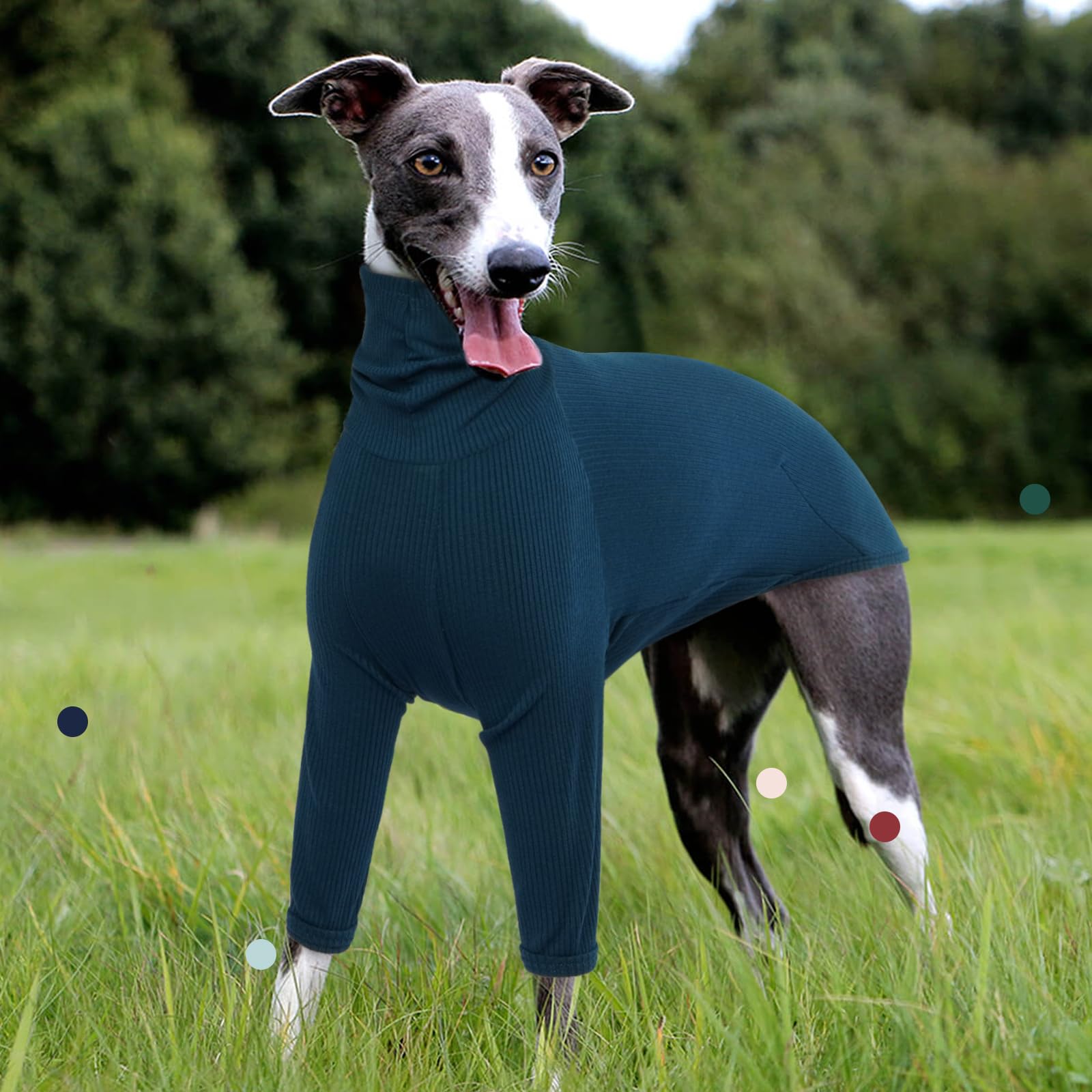 IECOii greyhound jumpsuit fabric closeup shows soft, breathable stretch.