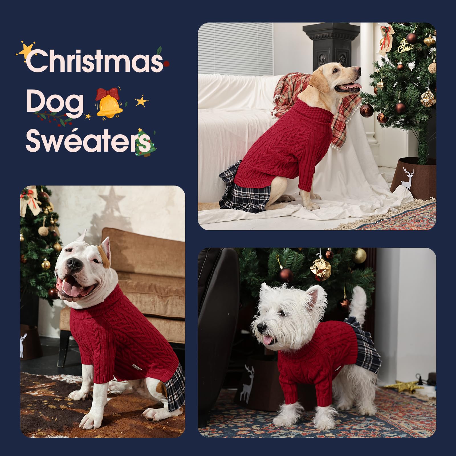 IECOii large-breed red dog sweater for warmth and style.