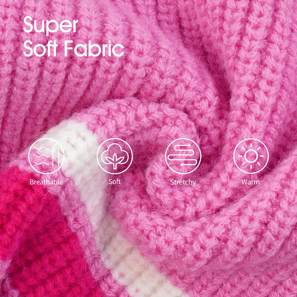 IECOii pink-striped dog sweater soft fabric for cozy winter days.