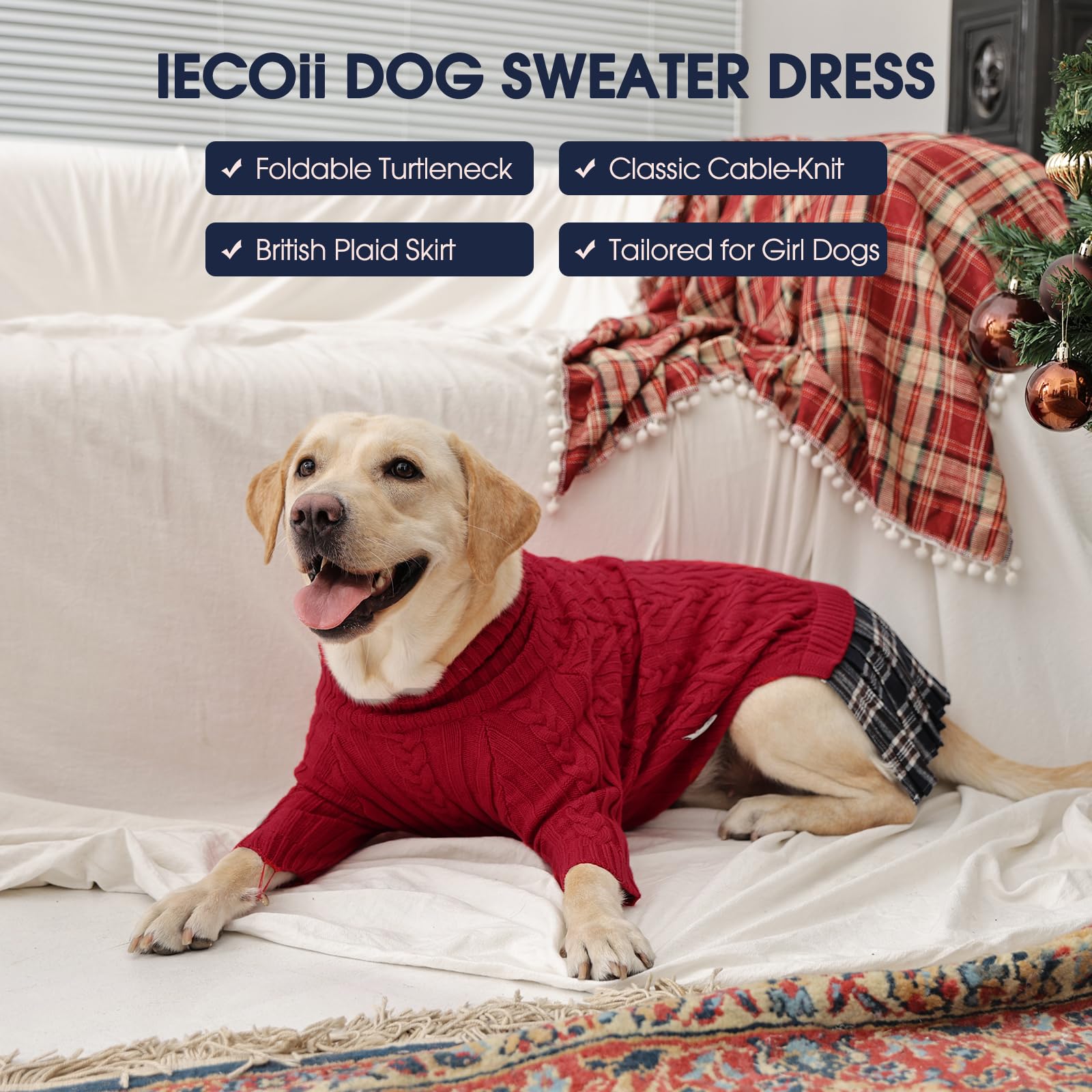 IECOii Pitbull-friendly winter sweater dress in red.