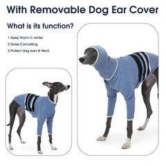 IECOii Warm Sighthound Sweater small blue back view reveals convenient leash hole