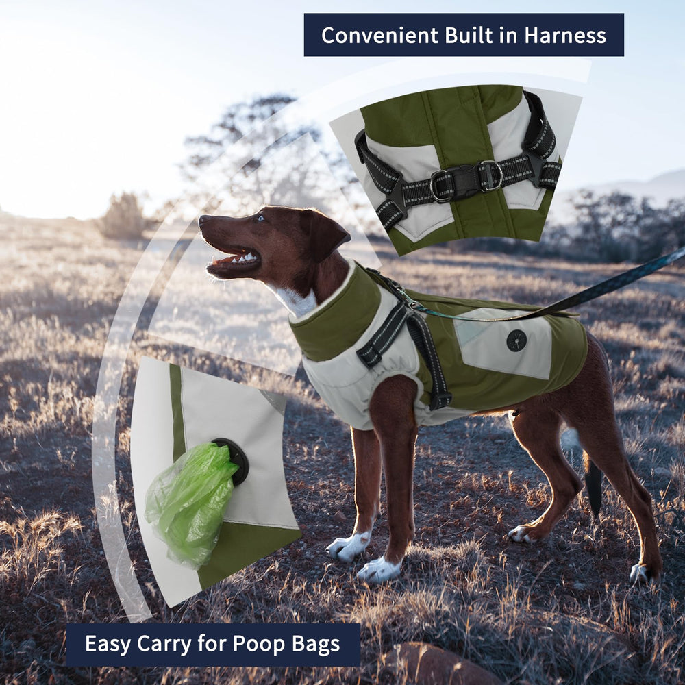 IECOii warm small-dog-coat green side view showing adjustable fit