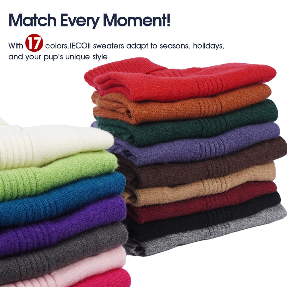 IECOii XL Dog Sweater color options show versatile styling for both genders
