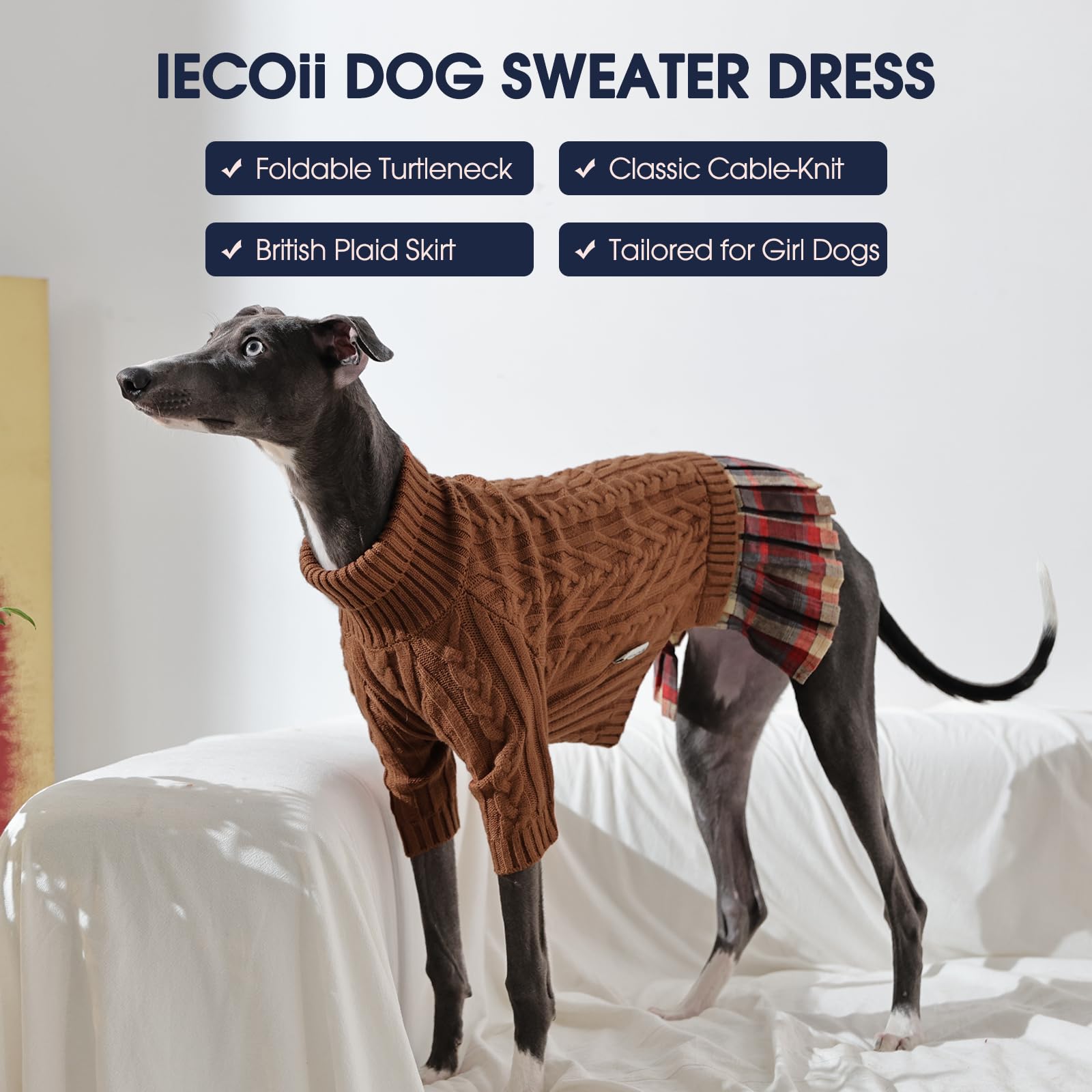 IECOii XL dog sweater dress holiday-ready look for photos