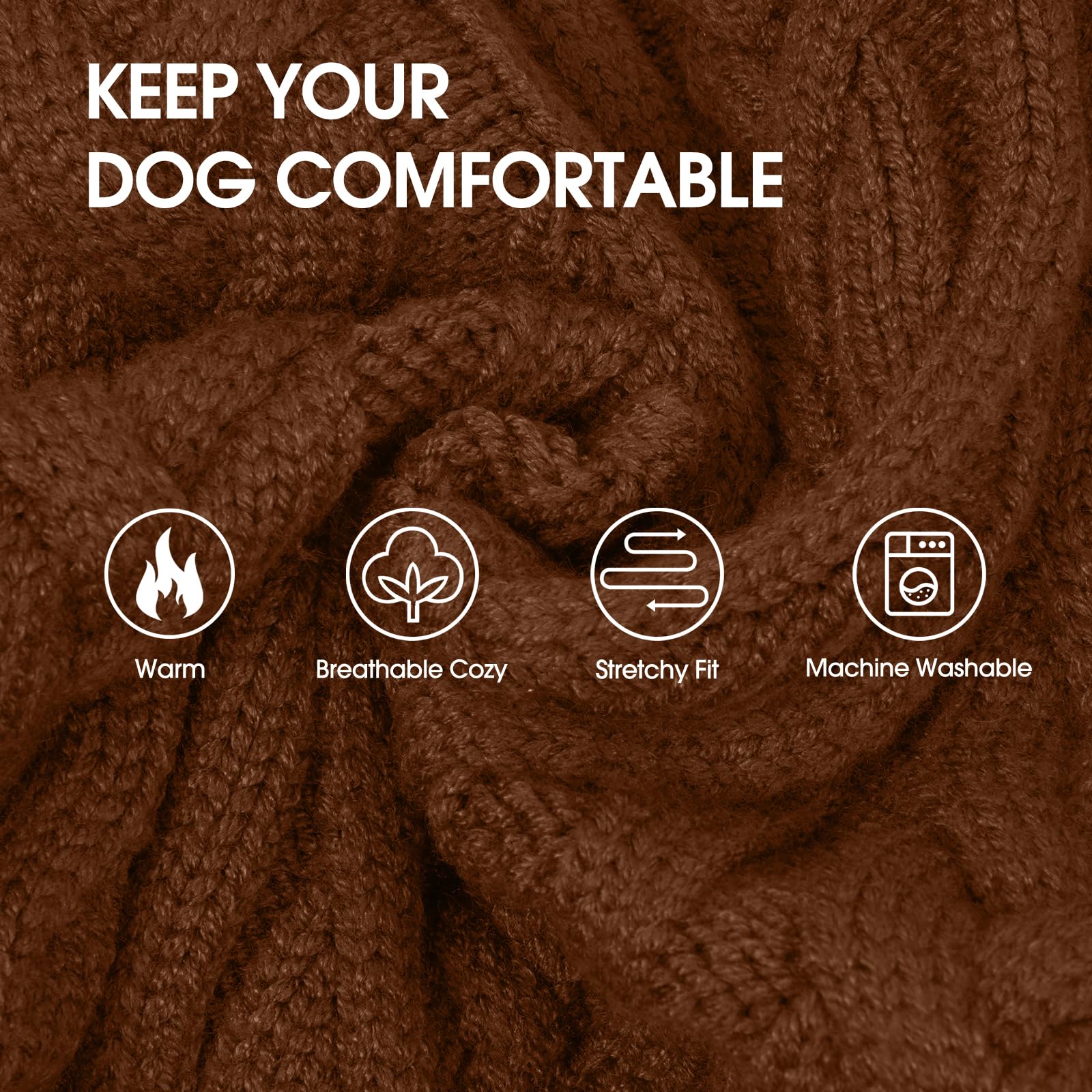 IECOii XL dog sweater dress tight cable knit texture in cozy fabric