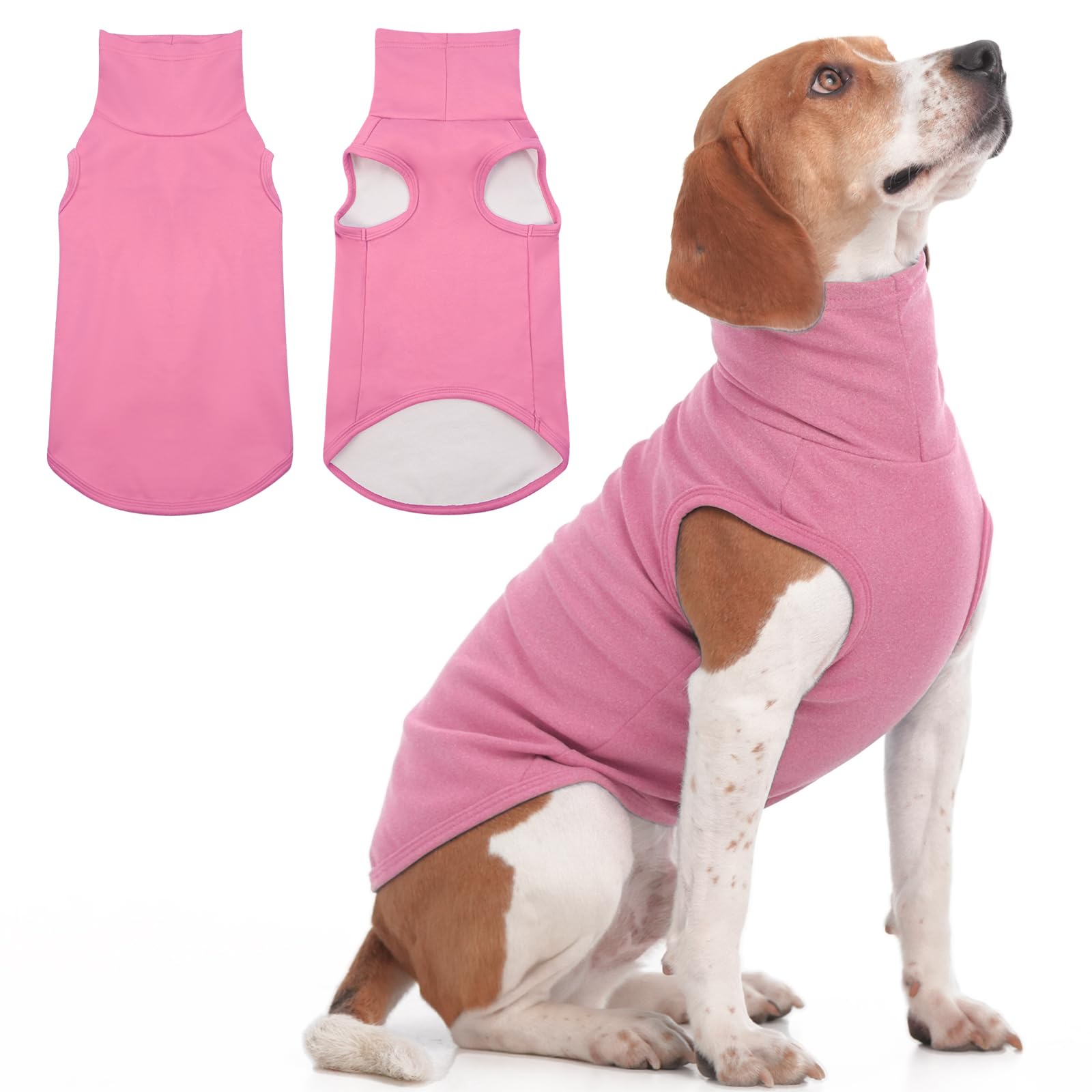 IECOii XL Dog Sweater pink turtleneck worn for winter warmth during walks