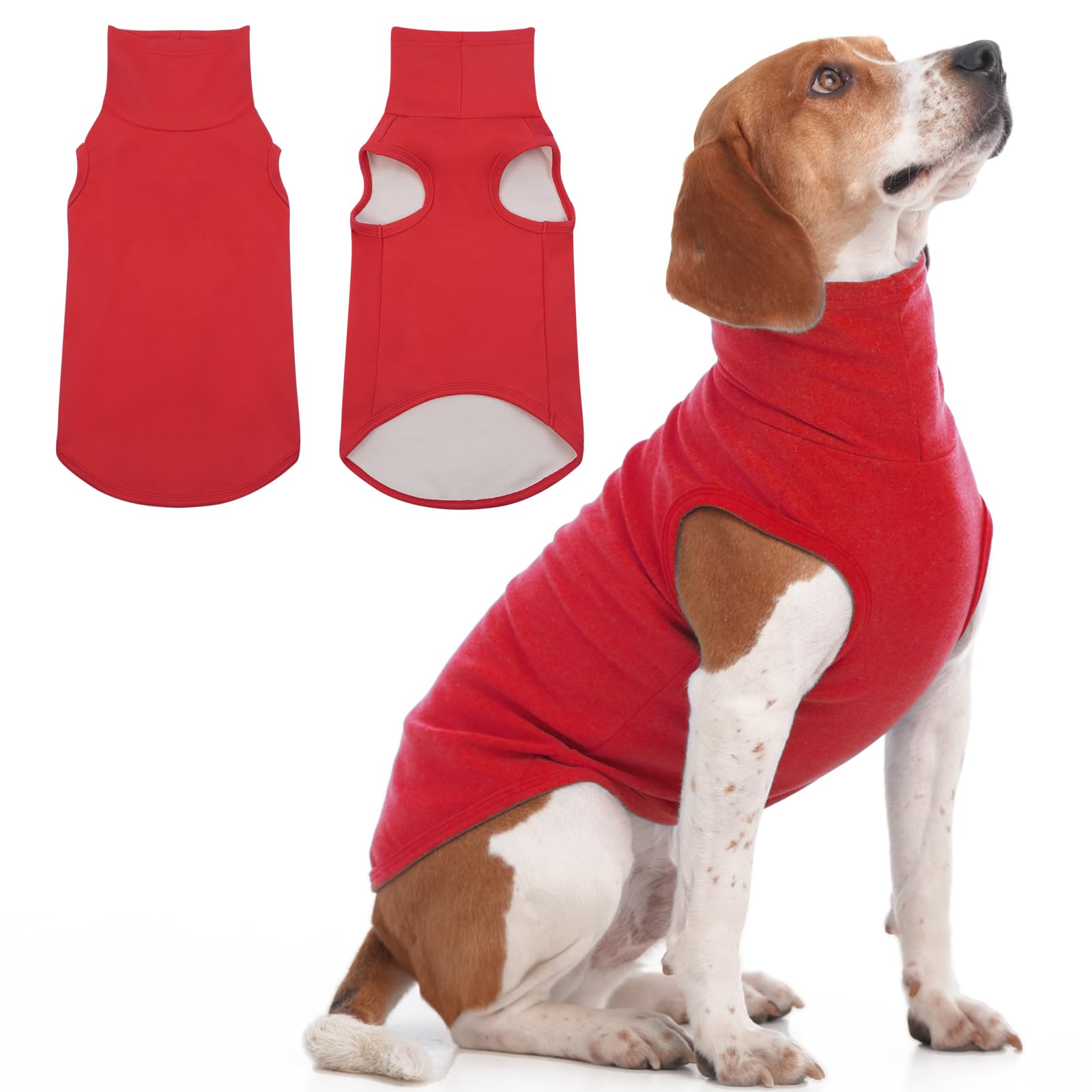 IECOii XL dog sweater pullover in red offers easy pull-on warmth for large dogs
