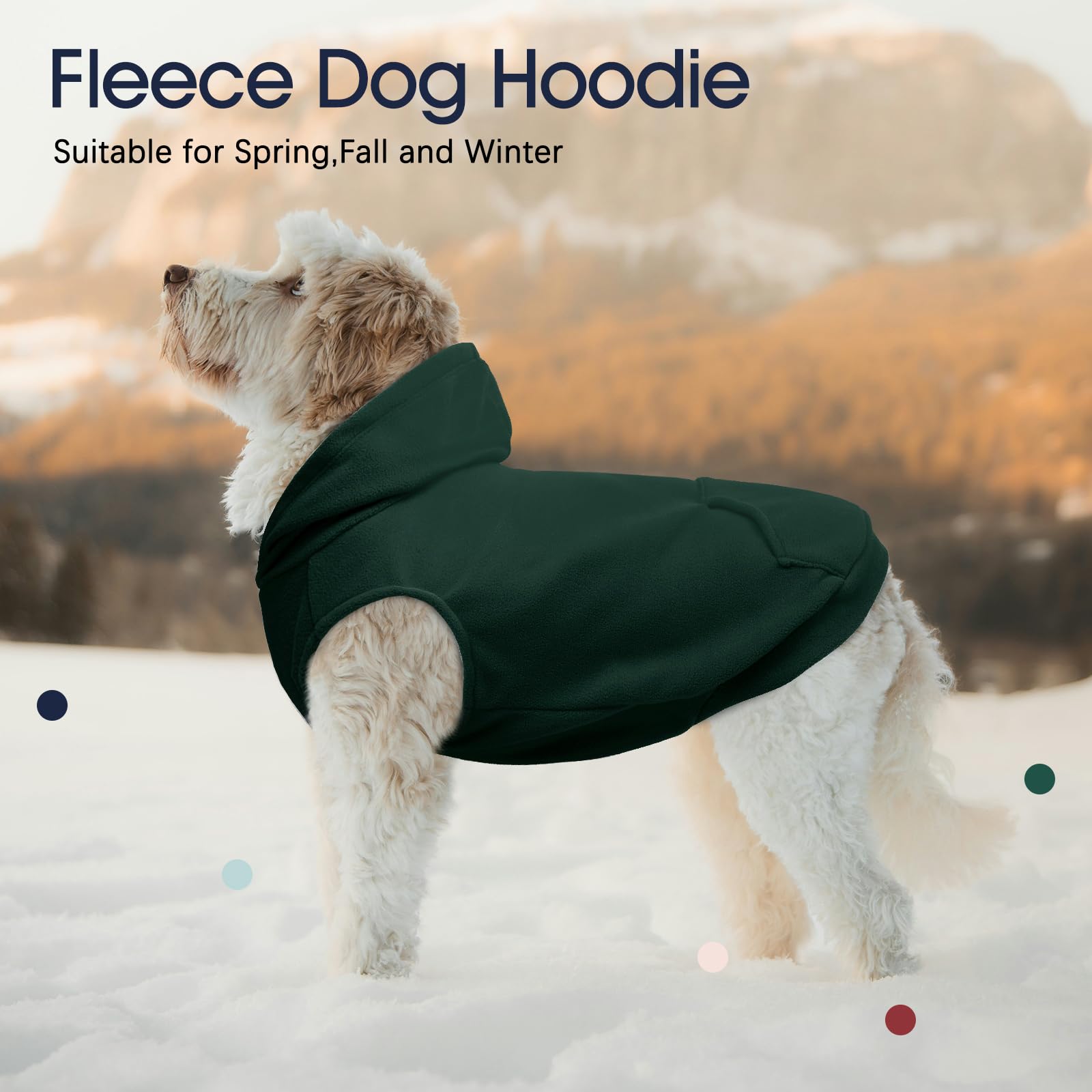 IECOii XXL Dog Hoodie green care label shows machine wash instructions