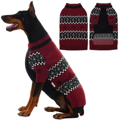 IECOii XXL dog sweater dark red front view delivers cozy winter warmth for large breeds.