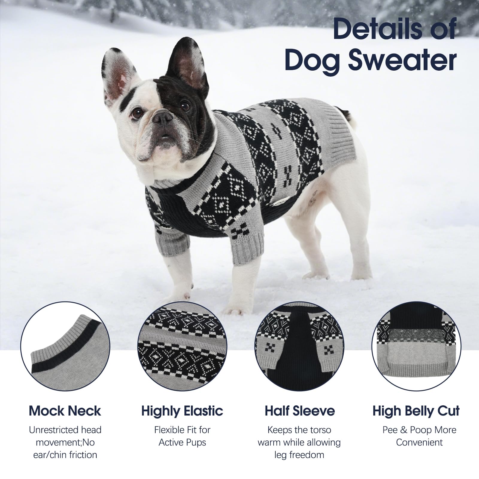 IECOii XXL dog sweater sleeve detail adds extra warmth around legs
