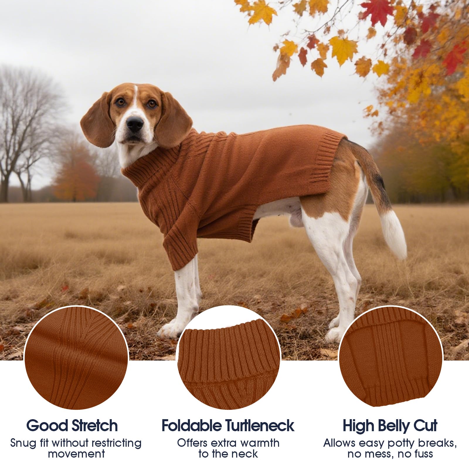 IECOii XXL dog sweater knit-detail shows soft acrylic yarn and stretch.