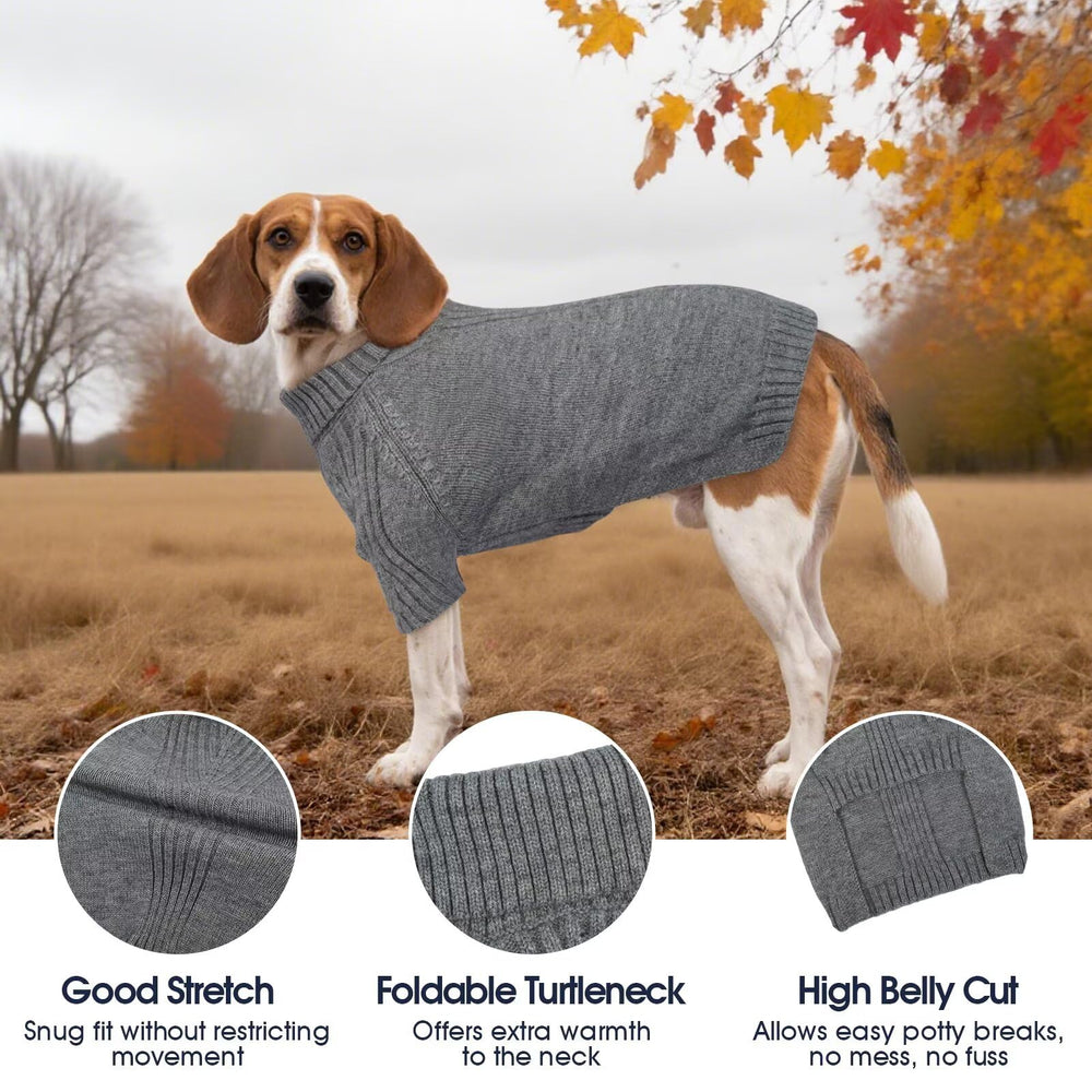 IECOii XXL dog sweater neck 18-5 inches with cozy turtleneck warmth