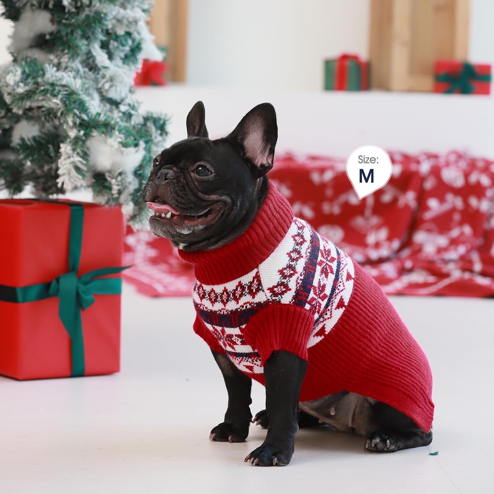 IECOii XXXL dog sweater Christmas pattern for seasonal photos