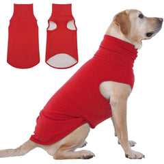 IECOii XXXL dog sweater red turtleneck close-up highlights cozy warmth for winter walks.